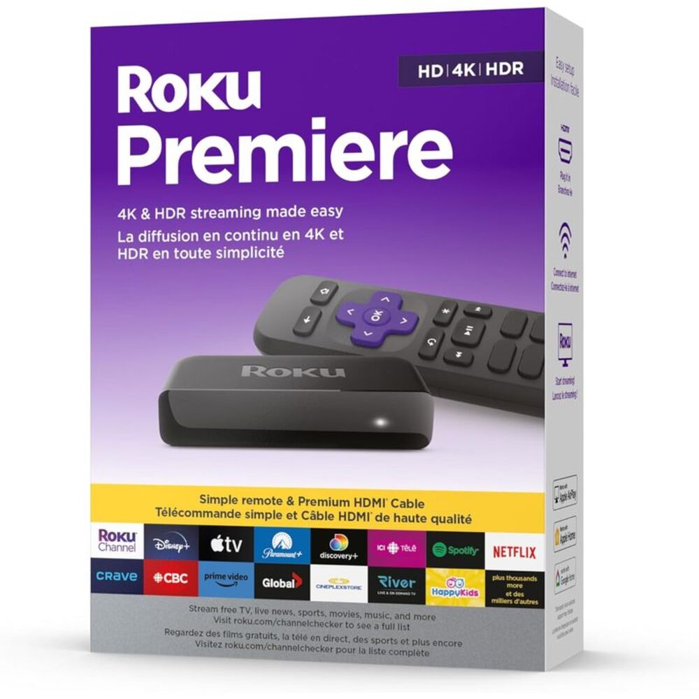 Roku Premiere HD 4K HDR Streaming Media Player with Remote & Premium HDMI Cable